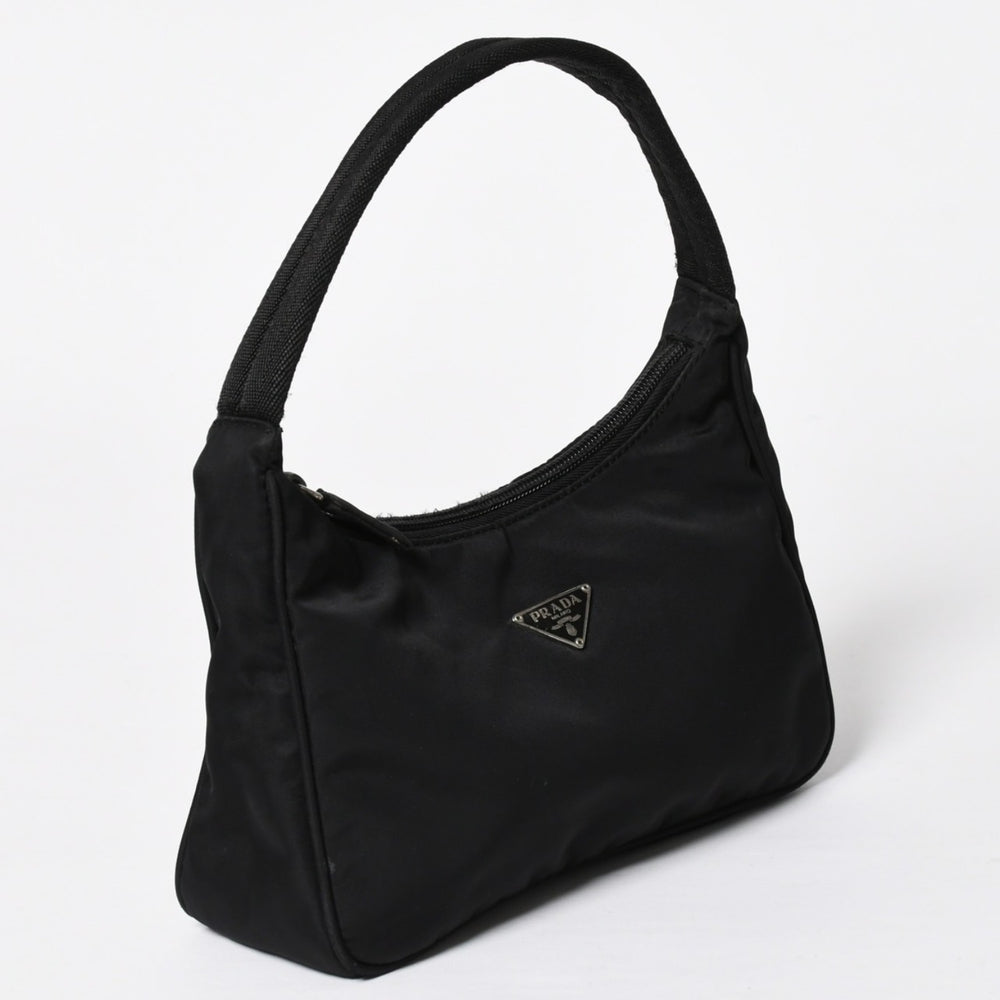 PRADA Hobo Handbag MV515 Triangle Logo Triangle Logo Plate Nylon Black Good Condition Used 4a009691