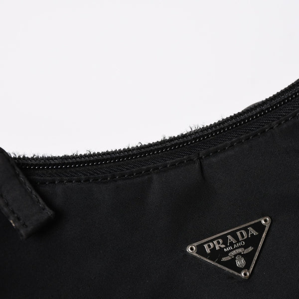PRADA プラダ ホーボー ハンドバッグ MV515 トライアングルロゴ 三角ロゴプレート ナイロン ブラック 美品 中古 4a009691