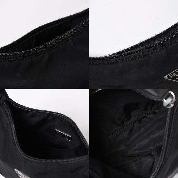 PRADA プラダ ホーボー ハンドバッグ MV515 トライアングルロゴ 三角ロゴプレート ナイロン ブラック 美品 中古 4a009691