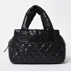 新品同様品 CHANEL シャネル コココクーン キルティング ハンドバッグ ミニ ボストンバッグ16番台 A48619 ブラック ナイロン 中古 4a010050