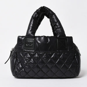 新品同様品 CHANEL シャネル コココクーン キルティング ハンドバッグ ミニ ボストンバッグ16番台 A48619 ブラック ナイロン 中古 4a010050