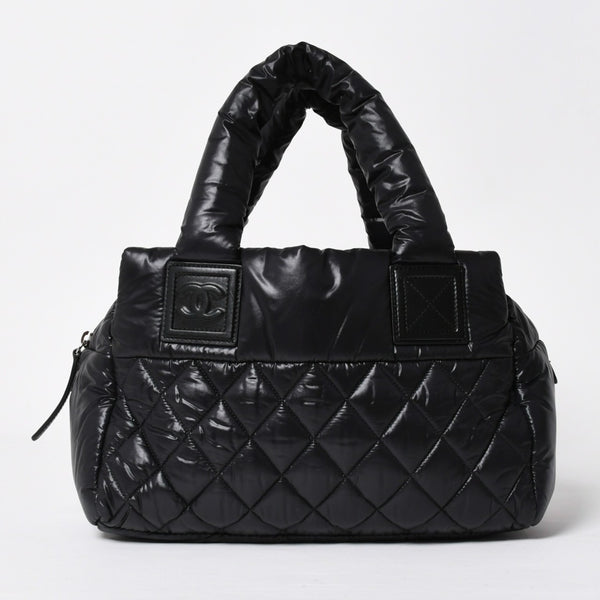 新品同様品 CHANEL シャネル コココクーン キルティング ハンドバッグ ミニ ボストンバッグ16番台 A48619 ブラック ナイロン 中古 4a010050