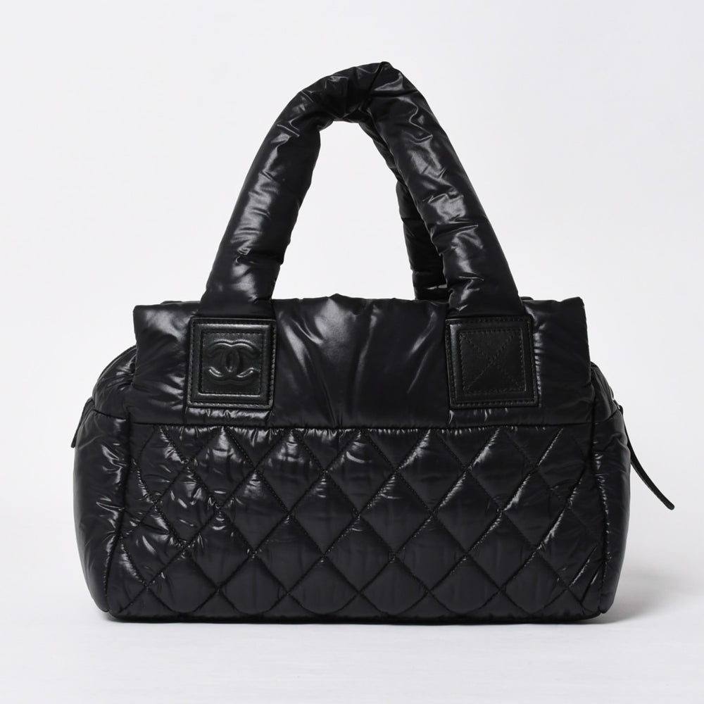 新品同様品 CHANEL シャネル コココクーン キルティング ハンドバッグ ミニ ボストンバッグ16番台 A48619 ブラック ナイロン 中古 4a010050