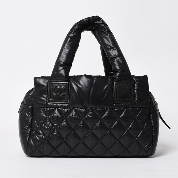新品同様品 CHANEL シャネル コココクーン キルティング ハンドバッグ ミニ ボストンバッグ16番台 A48619 ブラック ナイロン 中古 4a010050