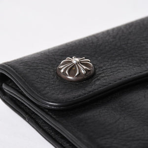 CHROME HEARTS クロムハーツ WAVE CROSS BTN ウェーブ クロスボールボタン レザーウォレット 長財布 ダガー ブラック 美品 中古 4a009608
