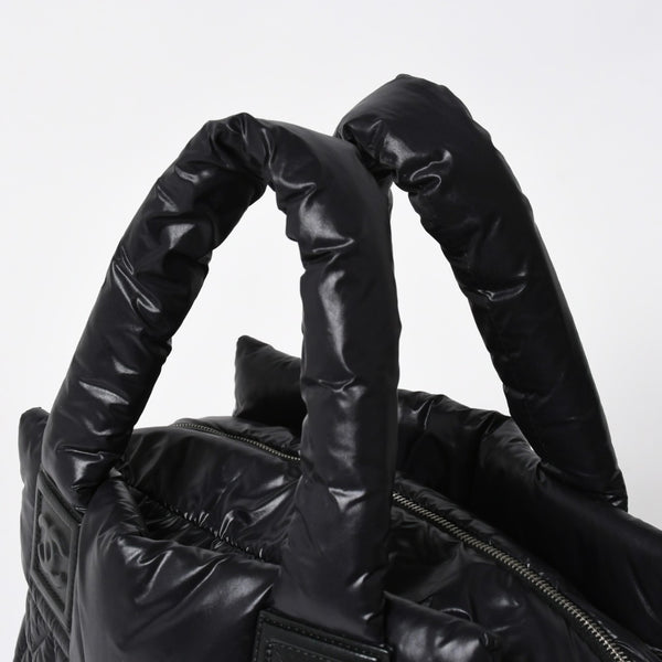 新品同様品 CHANEL シャネル コココクーン キルティング ハンドバッグ ミニ ボストンバッグ16番台 A48619 ブラック ナイロン 中古 4a010050