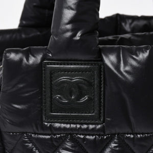 新品同様品 CHANEL シャネル コココクーン キルティング ハンドバッグ ミニ ボストンバッグ16番台 A48619 ブラック ナイロン 中古 4a010050