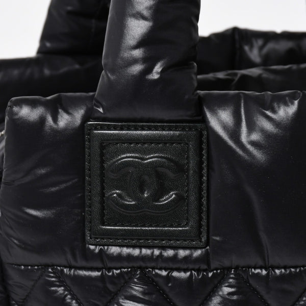 新品同様品 CHANEL シャネル コココクーン キルティング ハンドバッグ ミニ ボストンバッグ16番台 A48619 ブラック ナイロン 中古 4a010050