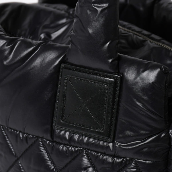 新品同様品 CHANEL シャネル コココクーン キルティング ハンドバッグ ミニ ボストンバッグ16番台 A48619 ブラック ナイロン 中古 4a010050