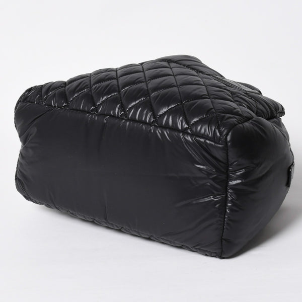 新品同様品 CHANEL シャネル コココクーン キルティング ハンドバッグ ミニ ボストンバッグ16番台 A48619 ブラック ナイロン 中古 4a010050