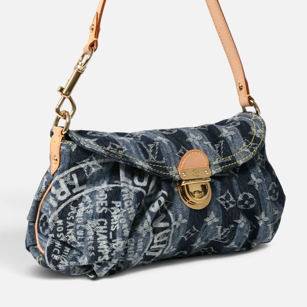 新品同様品 LOUIS VUITTON ルイヴィトン モノグラム デニム ミニ・プリーティ レイエ M95333 ショルダーバッグ 中古 4a009616