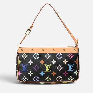 新品同様 LOUIS VUITTON ルイヴィトン ポシェットアクセソワール アクセサリーポーチ M92648 モノグラム マルチカラー ブラック 中古 4a009606