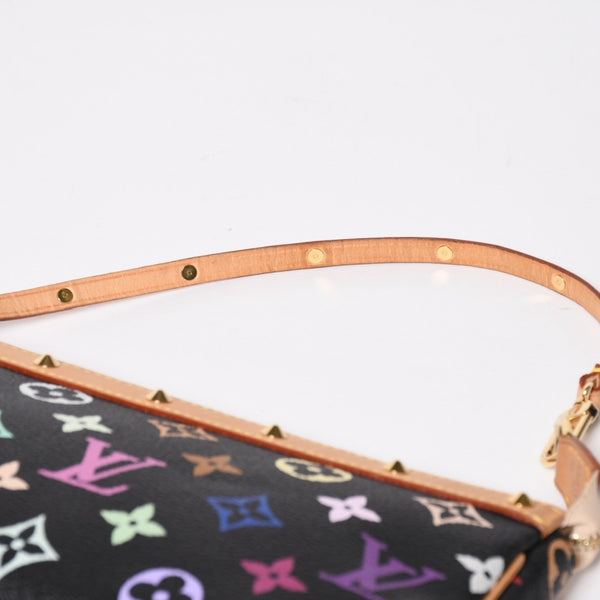 新品同様 LOUIS VUITTON ルイヴィトン ポシェットアクセソワール アクセサリーポーチ M92648 モノグラム マルチカラー ブラック 中古 4a009606