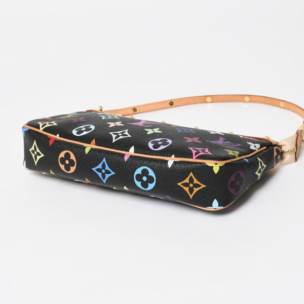 新品同様 LOUIS VUITTON ルイヴィトン ポシェットアクセソワール アクセサリーポーチ M92648 モノグラム マルチカラー ブラック 中古 4a009606