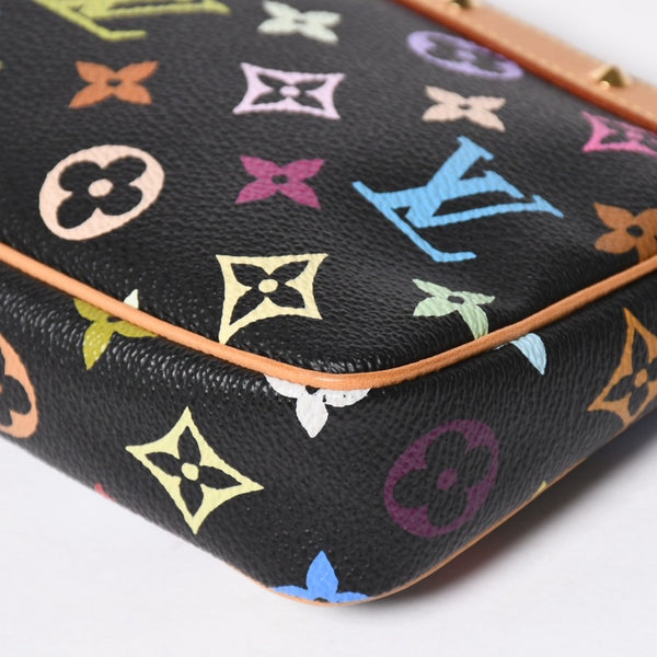 新品同様 LOUIS VUITTON ルイヴィトン ポシェットアクセソワール アクセサリーポーチ M92648 モノグラム マルチカラー ブラック 中古 4a009606