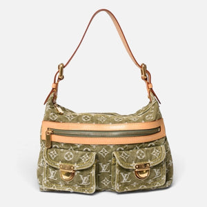 新品同様品 LOUIS VUITTON ルイヴィトン バギーPM ショルダーバッグ M95213 モノグラムデニム カーキ ゴールド金具 中古 4a009585