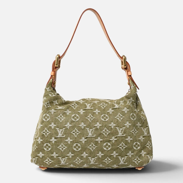 新品同様品 LOUIS VUITTON ルイヴィトン バギーPM ショルダーバッグ M95213 モノグラムデニム カーキ ゴールド金具 中古 4a009585