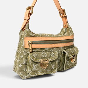 新品同様品 LOUIS VUITTON ルイヴィトン バギーPM ショルダーバッグ M95213 モノグラムデニム カーキ ゴールド金具 中古 4a009585