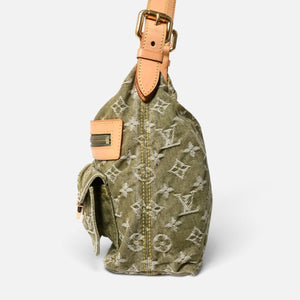 新品同様品 LOUIS VUITTON ルイヴィトン バギーPM ショルダーバッグ M95213 モノグラムデニム カーキ ゴールド金具 中古 4a009585