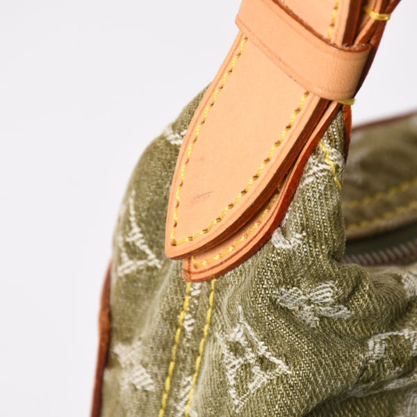 新品同様品 LOUIS VUITTON ルイヴィトン バギーPM ショルダーバッグ M95213 モノグラムデニム カーキ ゴールド金具 中古 4a009585