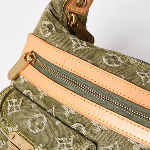 新品同様品 LOUIS VUITTON ルイヴィトン バギーPM ショルダーバッグ M95213 モノグラムデニム カーキ ゴールド金具 中古 4a009585