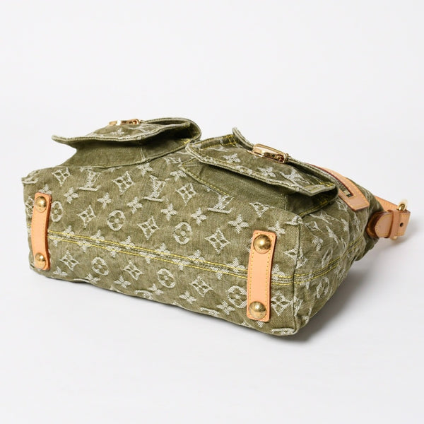 新品同様品 LOUIS VUITTON ルイヴィトン バギーPM ショルダーバッグ M95213 モノグラムデニム カーキ ゴールド金具 中古 4a009585