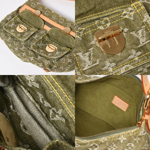 新品同様品 LOUIS VUITTON ルイヴィトン バギーPM ショルダーバッグ M95213 モノグラムデニム カーキ ゴールド金具 中古 4a009585