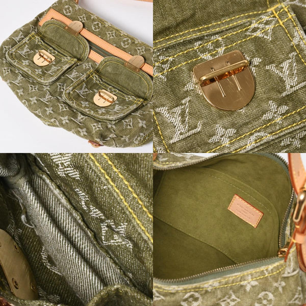新品同様品 LOUIS VUITTON ルイヴィトン バギーPM ショルダーバッグ M95213 モノグラムデニム カーキ ゴールド金具 中古 4a009585