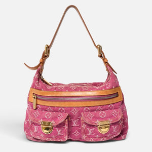 LOUIS VUITTON ルイヴィトン バギーPM ショルダーバッグ Ｍ95212 モノグラムデニム ピンク ゴールド金具 中古 4a009605