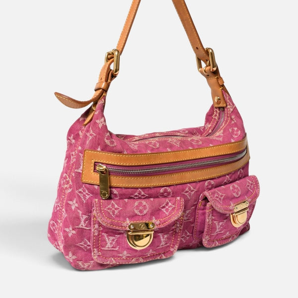 LOUIS VUITTON ルイヴィトン バギーPM ショルダーバッグ Ｍ95212 モノグラムデニム ピンク ゴールド金具 中古 4a009605