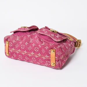 LOUIS VUITTON ルイヴィトン バギーPM ショルダーバッグ Ｍ95212 モノグラムデニム ピンク ゴールド金具 中古 4a009605