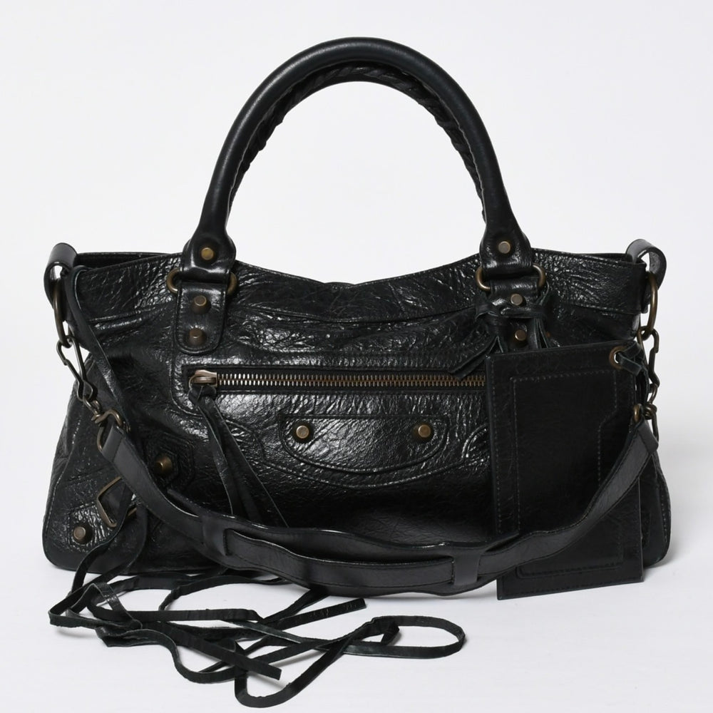 BALENCIAGA Balenciaga 2WAY Handbag Shoulder Bag The First Black Matte Black Lambskin 103203 Good Condition Used 4a009618