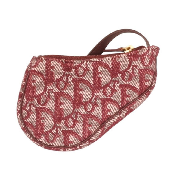 Very Good Condition Christian Dior Saddle Coin Case Coin Purse TR0012 Bordeaux Trotter Pattern Galliano Period Used 4a000972