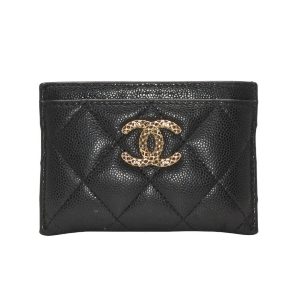 CHANEL シャネル カードケース カードホルダー AP3188 ランダム番台 ココマーク キャビアスキン ブラック ピンク 美品 中古 4a000846