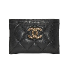 CHANEL シャネル カードケース カードホルダー AP3188 ランダム番台 ココマーク キャビアスキン ブラック ピンク 美品 中古 4a000846