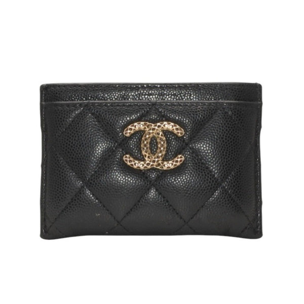 CHANEL シャネル カードケース カードホルダー AP3188 ランダム番台 ココマーク キャビアスキン ブラック ピンク 美品 中古 4a000846