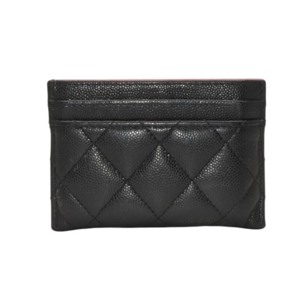 CHANEL シャネル カードケース カードホルダー AP3188 ランダム番台 ココマーク キャビアスキン ブラック ピンク 美品 中古 4a000846