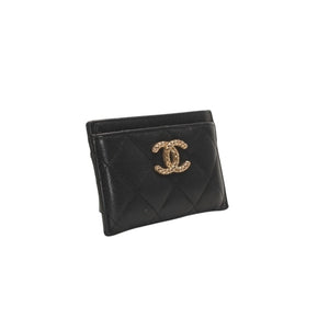 CHANEL シャネル カードケース カードホルダー AP3188 ランダム番台 ココマーク キャビアスキン ブラック ピンク 美品 中古 4a000846