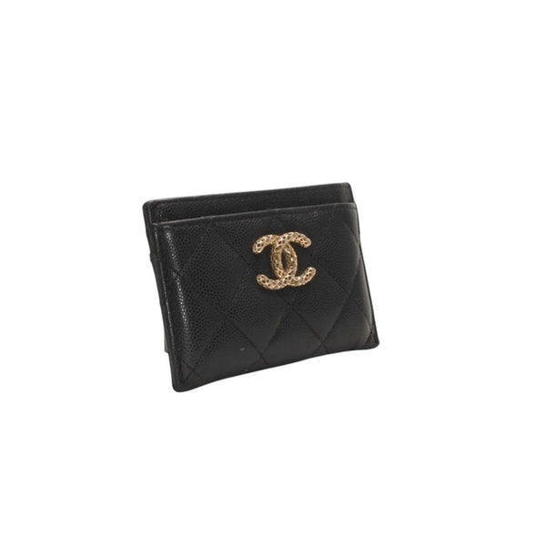 CHANEL シャネル カードケース カードホルダー AP3188 ランダム番台 ココマーク キャビアスキン ブラック ピンク 美品 中古 4a000846