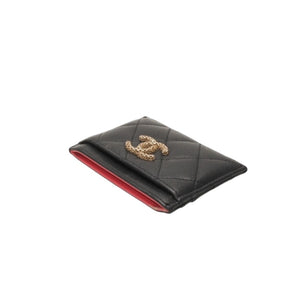 CHANEL シャネル カードケース カードホルダー AP3188 ランダム番台 ココマーク キャビアスキン ブラック ピンク 美品 中古 4a000846