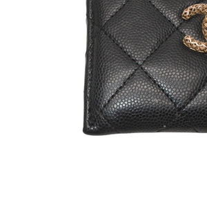 CHANEL シャネル カードケース カードホルダー AP3188 ランダム番台 ココマーク キャビアスキン ブラック ピンク 美品 中古 4a000846