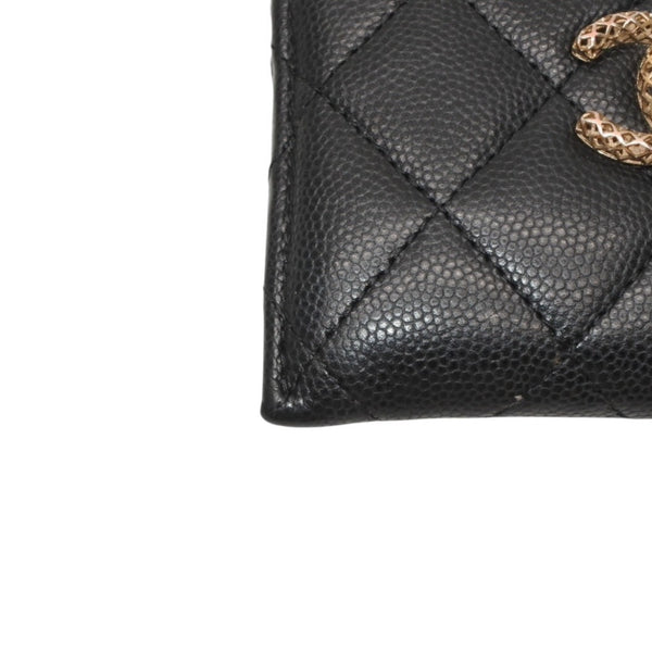 CHANEL シャネル カードケース カードホルダー AP3188 ランダム番台 ココマーク キャビアスキン ブラック ピンク 美品 中古 4a000846