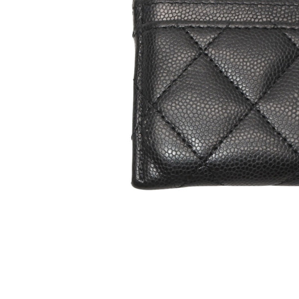 CHANEL シャネル カードケース カードホルダー AP3188 ランダム番台 ココマーク キャビアスキン ブラック ピンク 美品 中古 4a000846