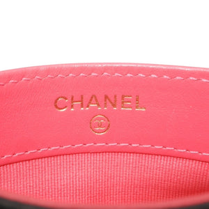 CHANEL シャネル カードケース カードホルダー AP3188 ランダム番台 ココマーク キャビアスキン ブラック ピンク 美品 中古 4a000846