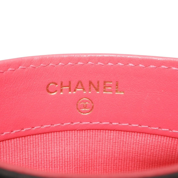 CHANEL シャネル カードケース カードホルダー AP3188 ランダム番台 ココマーク キャビアスキン ブラック ピンク 美品 中古 4a000846