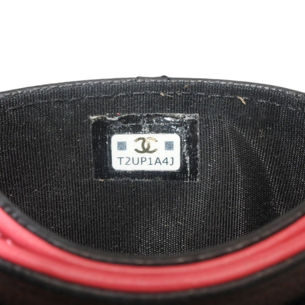 CHANEL シャネル カードケース カードホルダー AP3188 ランダム番台 ココマーク キャビアスキン ブラック ピンク 美品 中古 4a000846