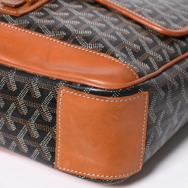 GOYARD ゴヤール グランブルー メッセンジャーバッグ GOS020072 ブラウン PVC レザー シルバー金具 美品 中古 4a009621