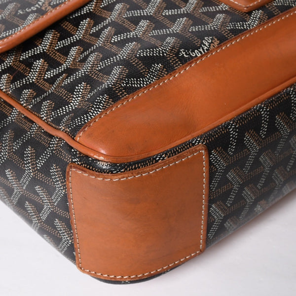 GOYARD ゴヤール グランブルー メッセンジャーバッグ GOS020072 ブラウン PVC レザー シルバー金具 美品 中古 4a009621