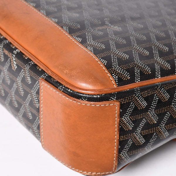 GOYARD ゴヤール グランブルー メッセンジャーバッグ GOS020072 ブラウン PVC レザー シルバー金具 美品 中古 4a009621