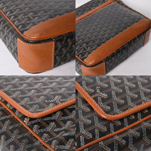 GOYARD ゴヤール グランブルー メッセンジャーバッグ GOS020072 ブラウン PVC レザー シルバー金具 美品 中古 4a009621